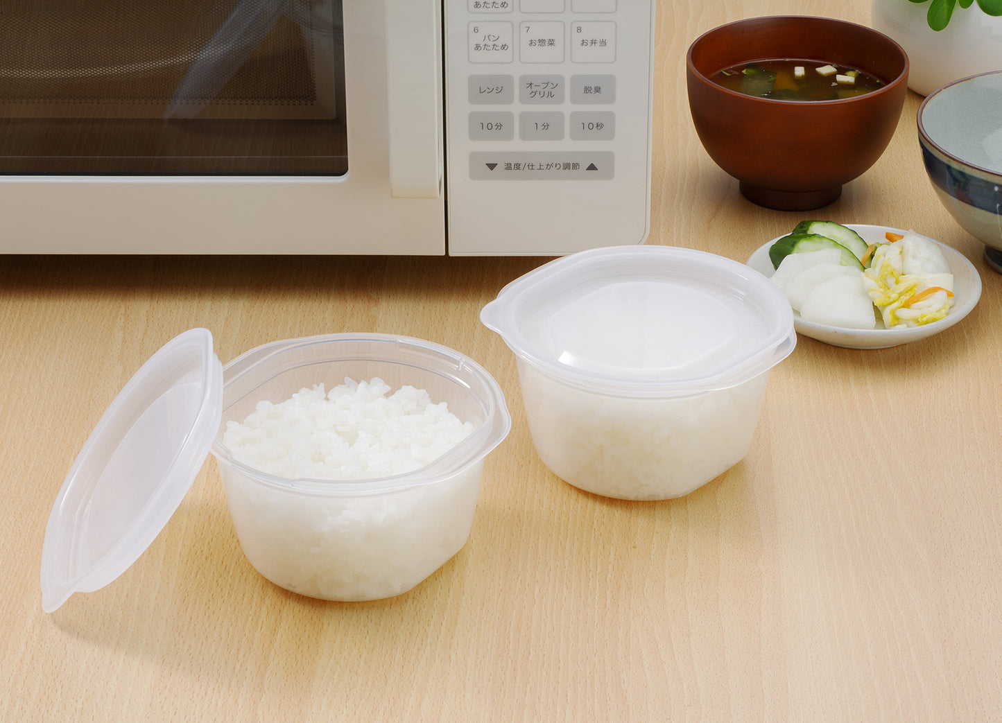 保存容器 楽ちんパック ごはん 大盛り用 2個組 クリアー ホワイト イノマタ化学