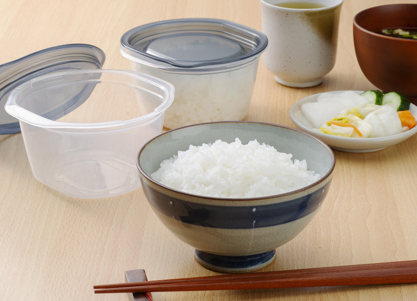 保存容器 楽ちんパック ごはん 大盛り用2個組 クリアー ブラック イノマタ化学