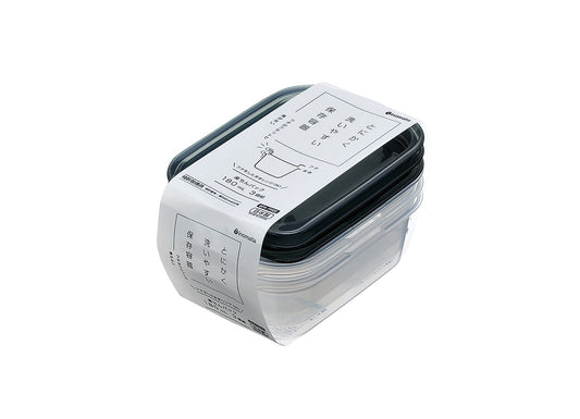 保存容器 楽ちんパック 角型 180ml 3個組 クリアー ブラック イノマタ化学