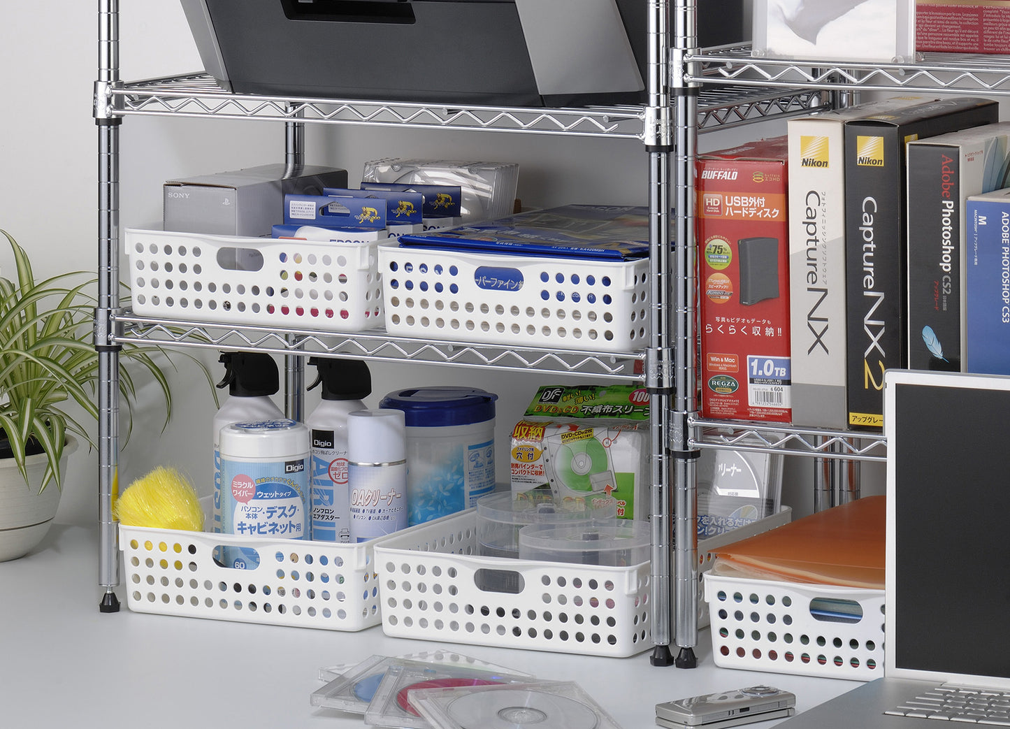 イノマタ化学 ストックバスケットA4 ホワイト