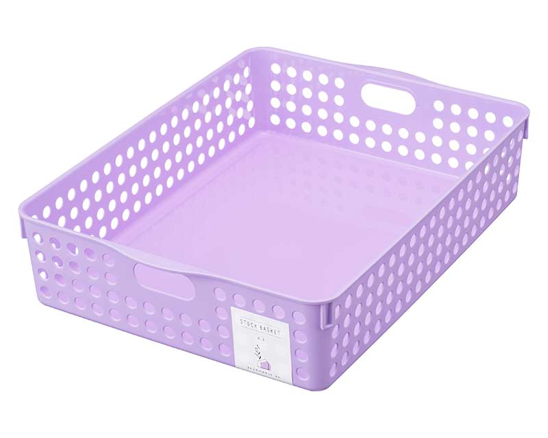 イノマタ化学 ストックバスケットA4 ライトパープル