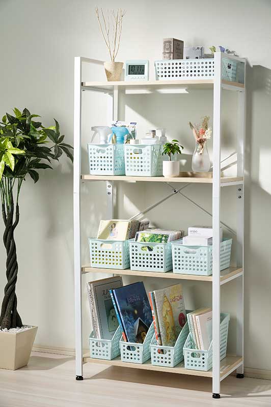 イノマタ化学 ストックバスケットA4 ライトブルー