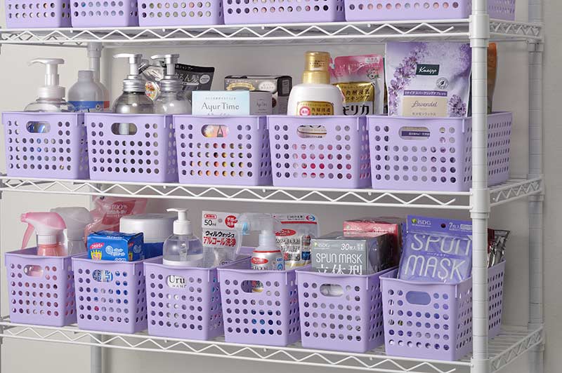 イノマタ化学 ストックバスケットA4 ライトパープル