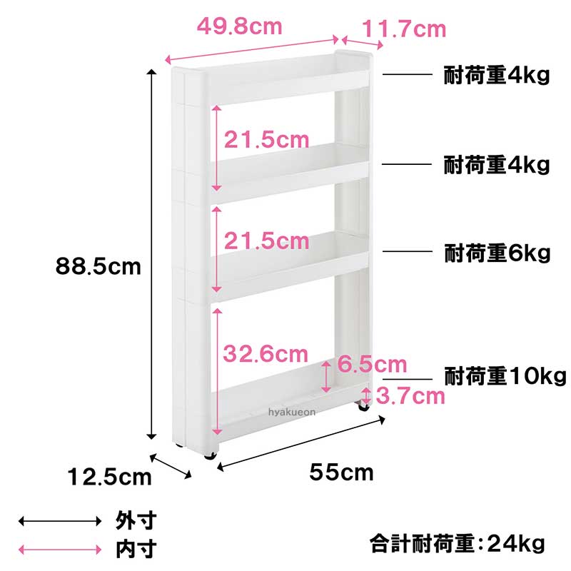 不動技研 スマートワゴンFit 55-4段 F2547